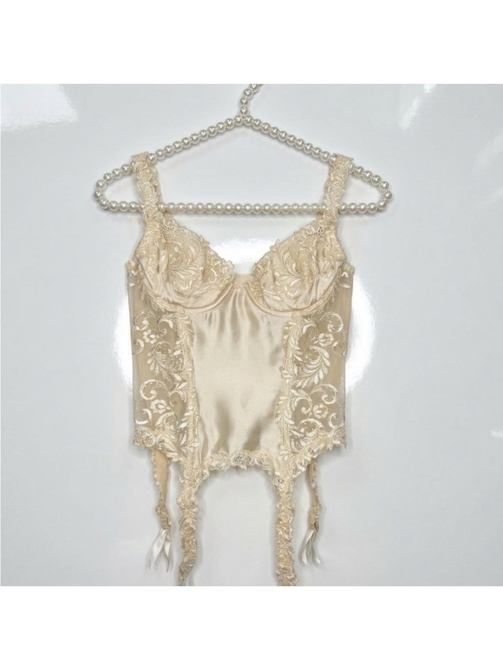 La Perla Gold label Elegant Ivory Cream Lace Bustier with garters #032 - Picture 10 of 10